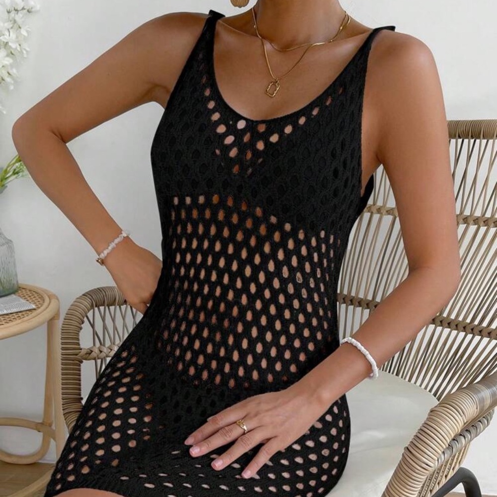 New Black Mesh Sleeveless Dress
